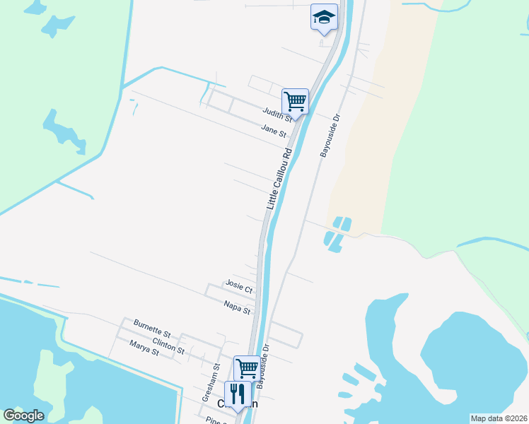 map of restaurants, bars, coffee shops, grocery stores, and more near 5404 Louisiana 56 in Chauvin