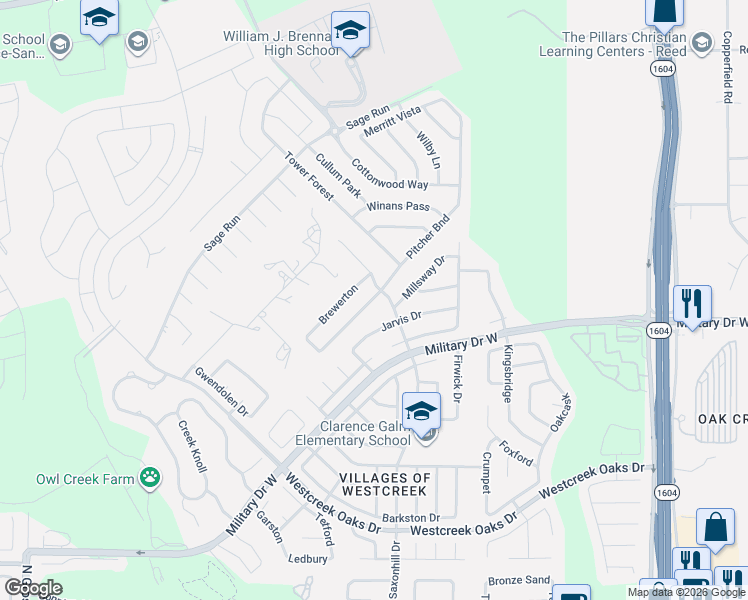 map of restaurants, bars, coffee shops, grocery stores, and more near 1811 Saxonhill Drive in San Antonio