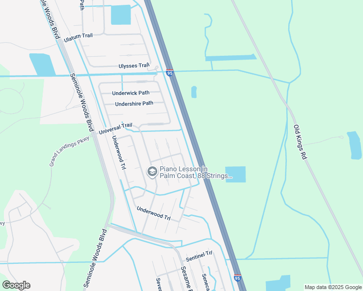 map of restaurants, bars, coffee shops, grocery stores, and more near 10 Union Court in Palm Coast