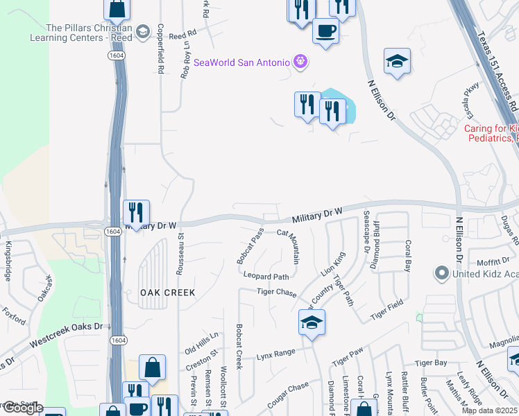 map of restaurants, bars, coffee shops, grocery stores, and more near in San Antonio