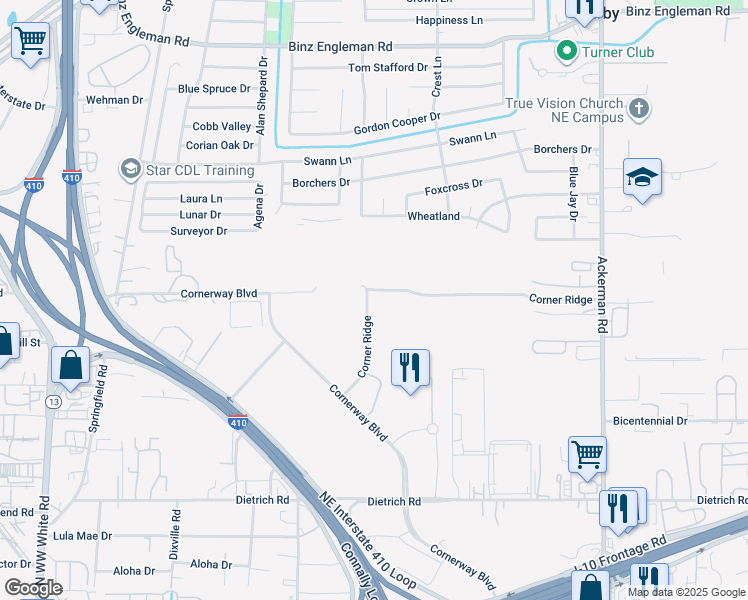 map of restaurants, bars, coffee shops, grocery stores, and more near in San Antonio