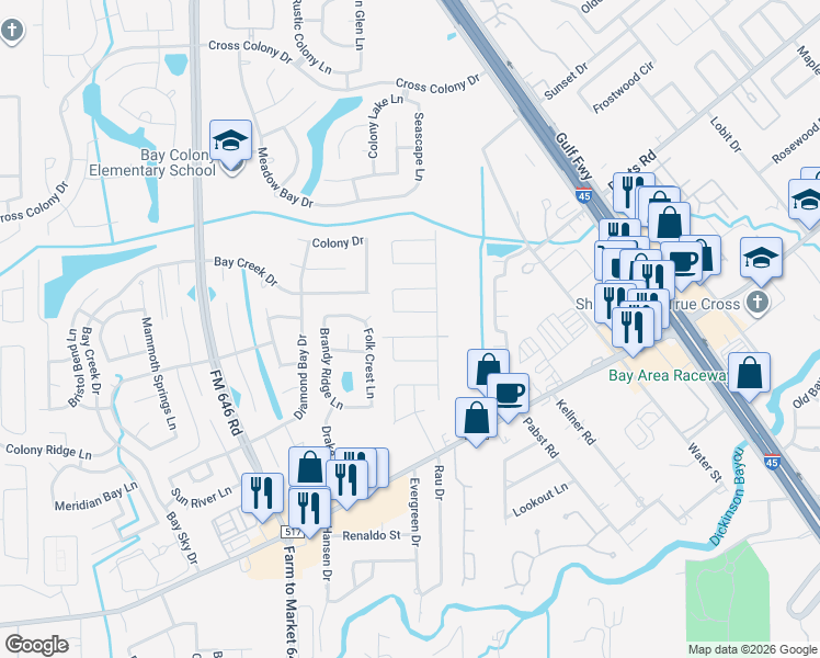 map of restaurants, bars, coffee shops, grocery stores, and more near 533 Quail Circle in Dickinson
