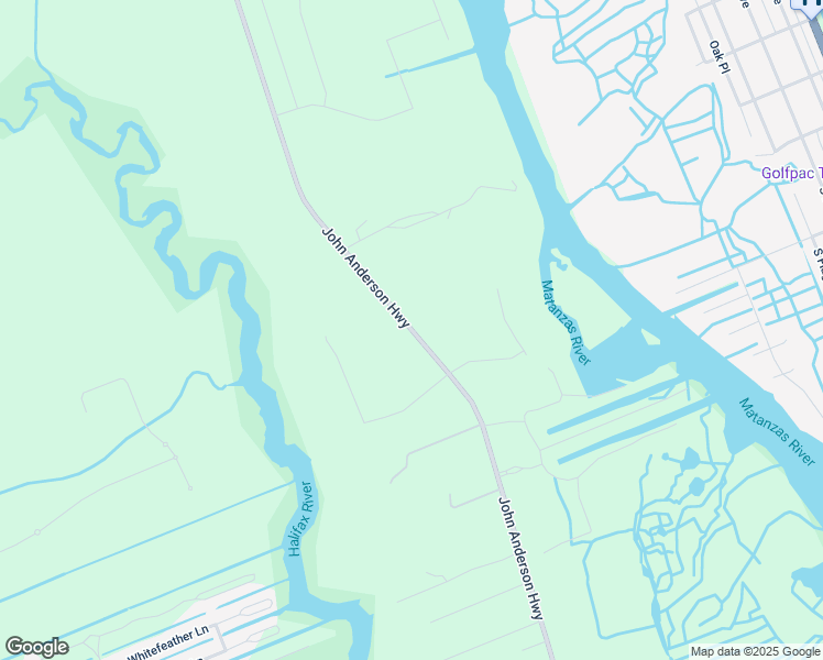 map of restaurants, bars, coffee shops, grocery stores, and more near John Anderson Highway in Flagler Beach