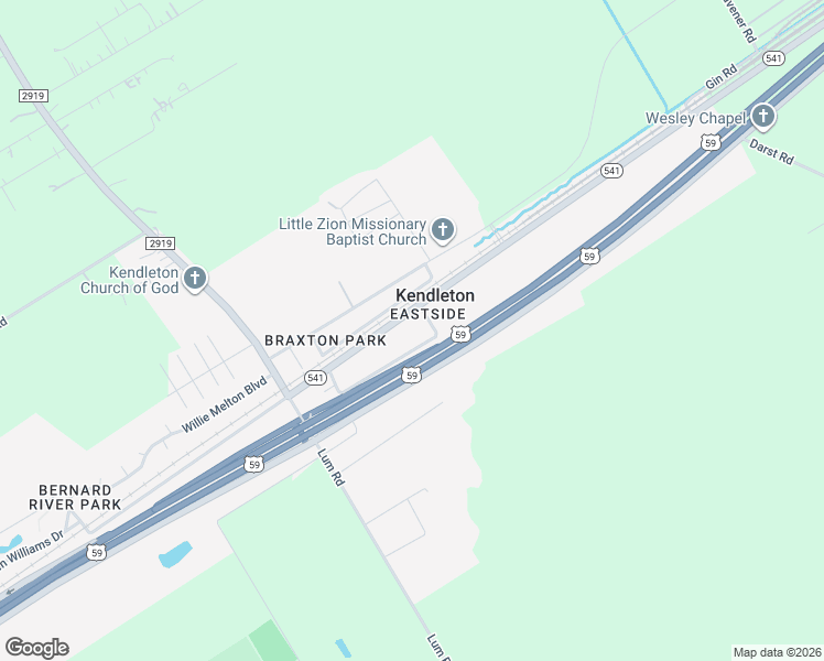 map of restaurants, bars, coffee shops, grocery stores, and more near 13203 U.S. 59 in Kendleton