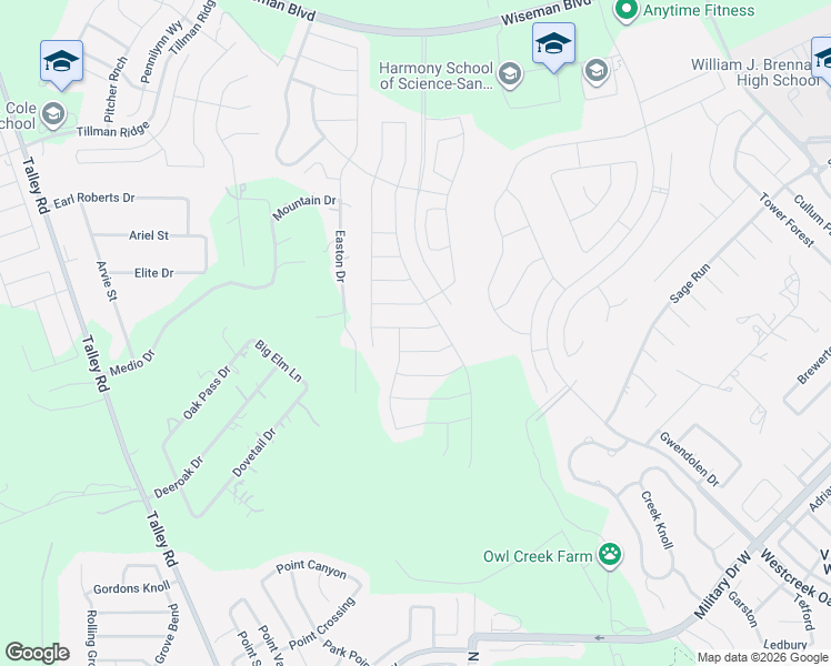 map of restaurants, bars, coffee shops, grocery stores, and more near 1735-1913 Easton Drive in San Antonio