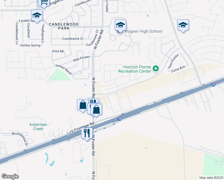 map of restaurants, bars, coffee shops, grocery stores, and more near 6530 San Miguel Way in San Antonio