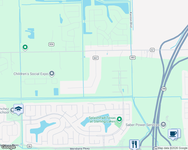 map of restaurants, bars, coffee shops, grocery stores, and more near 9204 County Road 847 in Rosharon