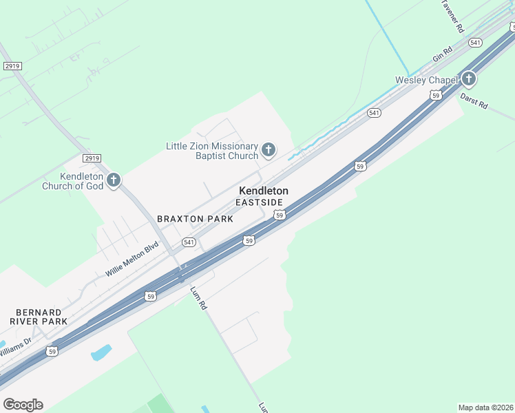 map of restaurants, bars, coffee shops, grocery stores, and more near 13203 U.S. 59 in Kendleton