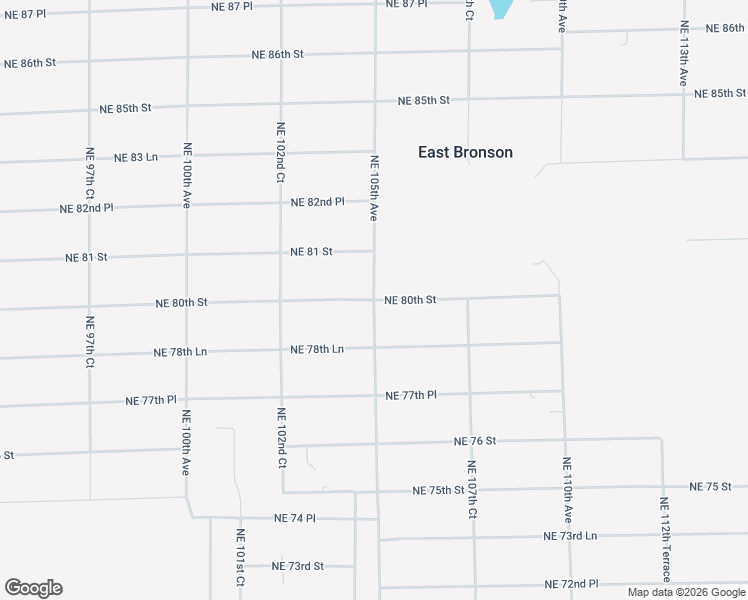map of restaurants, bars, coffee shops, grocery stores, and more near 10530 Northeast 80th Street in Bronson