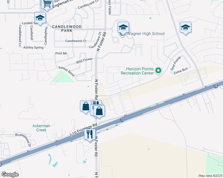 map of restaurants, bars, coffee shops, grocery stores, and more near 6530 San Miguel Way in San Antonio