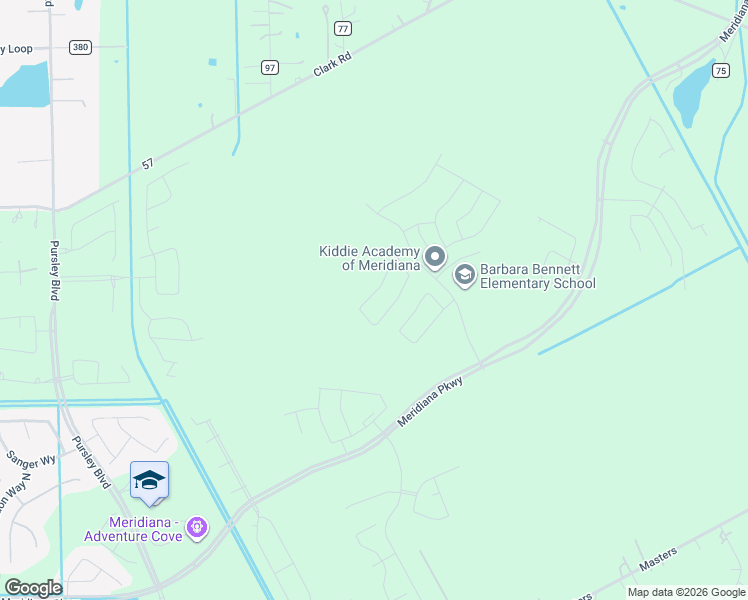 map of restaurants, bars, coffee shops, grocery stores, and more near 5857 Clark Road in Manvel