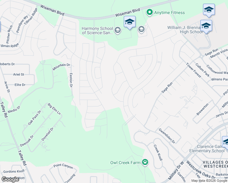 map of restaurants, bars, coffee shops, grocery stores, and more near 1719 Doubleday Lane in San Antonio