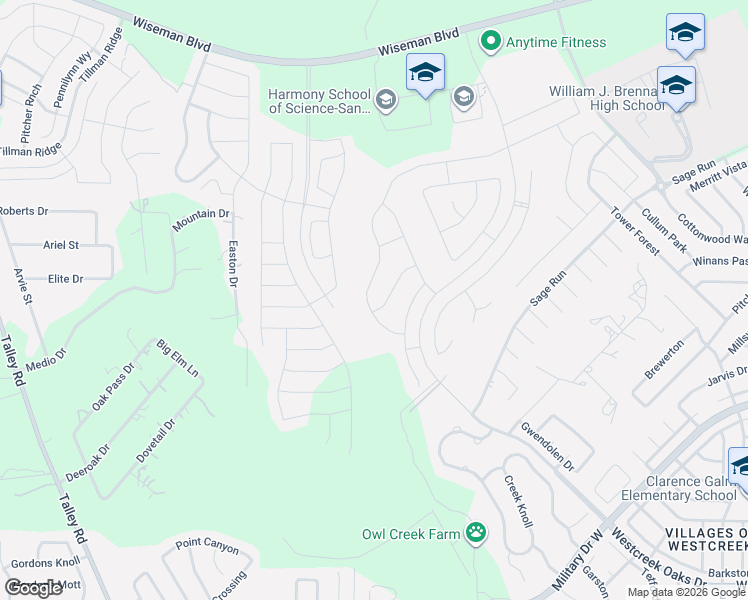 map of restaurants, bars, coffee shops, grocery stores, and more near 1719 Doubleday Lane in San Antonio