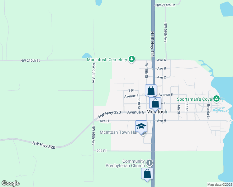 map of restaurants, bars, coffee shops, grocery stores, and more near 6300 Avenue D in Micanopy