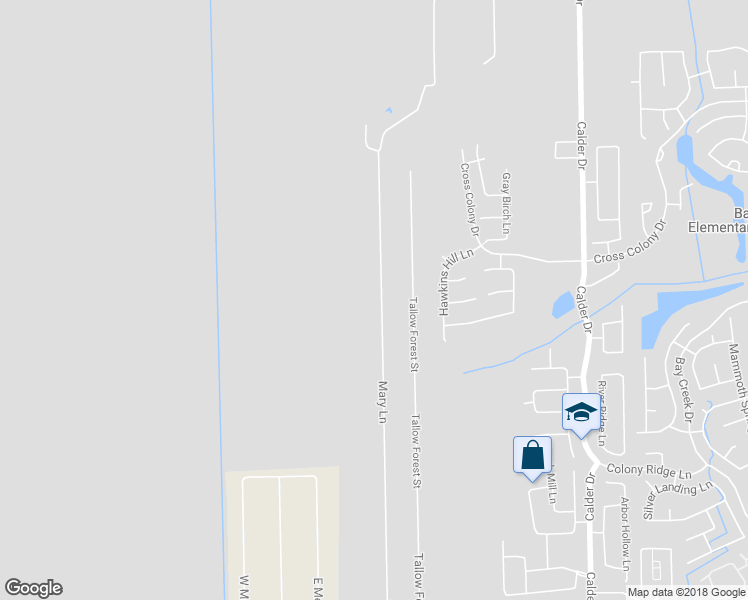 map of restaurants, bars, coffee shops, grocery stores, and more near 2610 Mary Lane in Dickinson