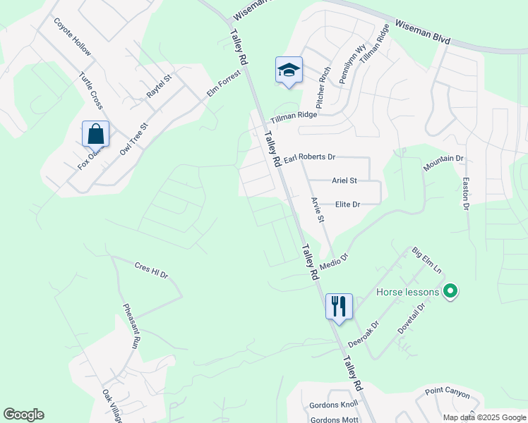 map of restaurants, bars, coffee shops, grocery stores, and more near 1865 Talley Road in San Antonio