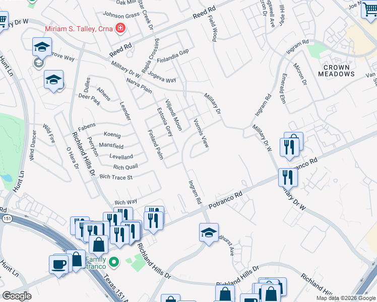 map of restaurants, bars, coffee shops, grocery stores, and more near 8531 Loska Green in San Antonio