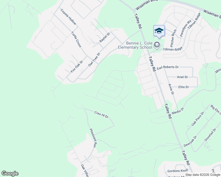 map of restaurants, bars, coffee shops, grocery stores, and more near 2147 Talley Road in San Antonio