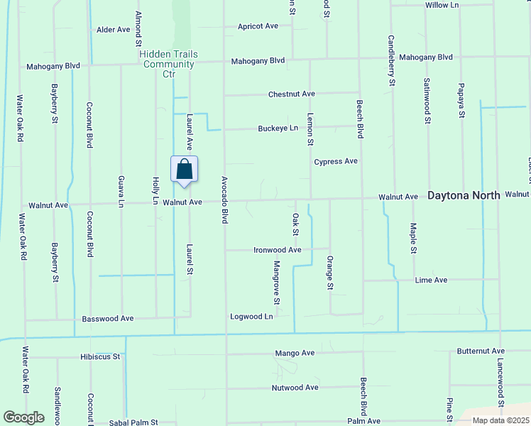 map of restaurants, bars, coffee shops, grocery stores, and more near 5811 Walnut Avenue in Bunnell
