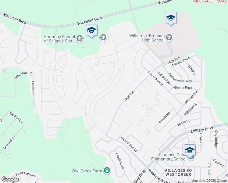 map of restaurants, bars, coffee shops, grocery stores, and more near 2018 Bailey Forest in San Antonio