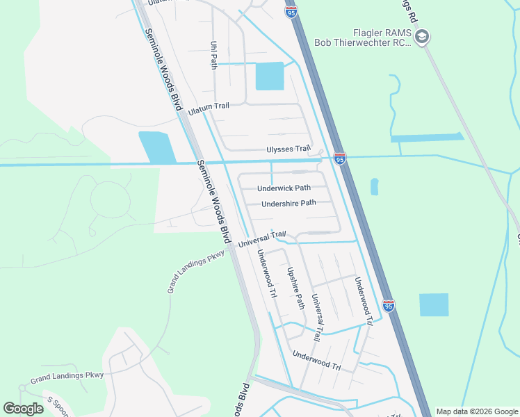 map of restaurants, bars, coffee shops, grocery stores, and more near 17 Undershire Path in Palm Coast