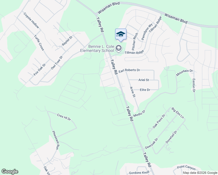 map of restaurants, bars, coffee shops, grocery stores, and more near 1865 Talley Road in San Antonio