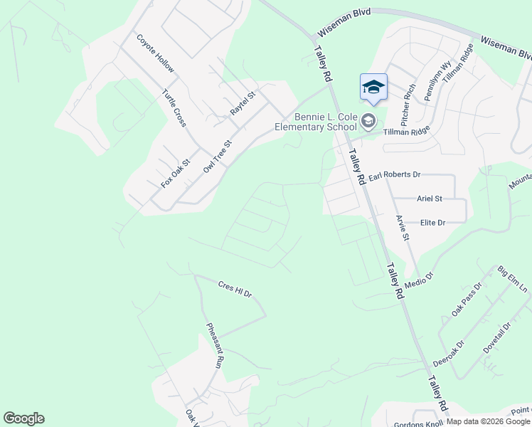 map of restaurants, bars, coffee shops, grocery stores, and more near 2147 Talley Road in San Antonio