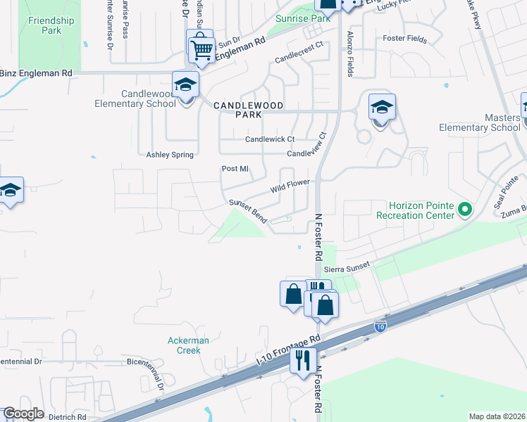 map of restaurants, bars, coffee shops, grocery stores, and more near 6314 Cedar Sound in San Antonio