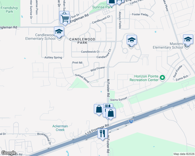map of restaurants, bars, coffee shops, grocery stores, and more near 6355 Gerber Meadow in San Antonio