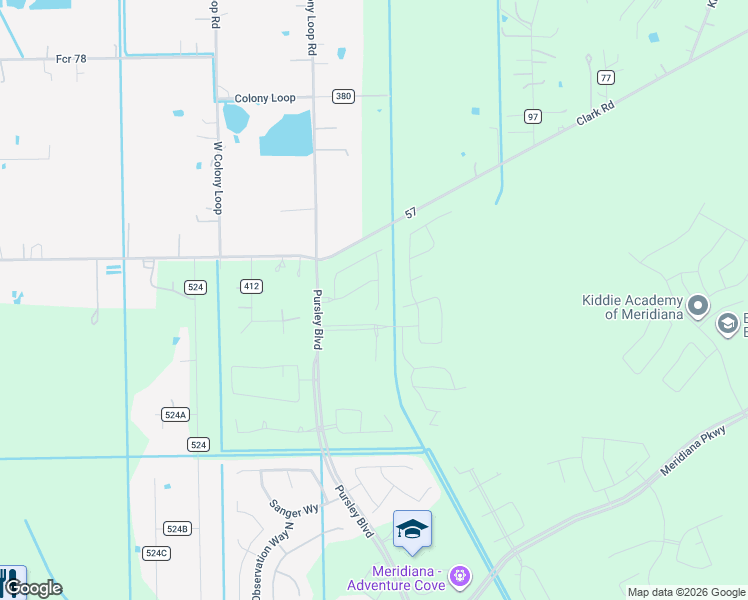 map of restaurants, bars, coffee shops, grocery stores, and more near 5724-5780 Clark Road in Manvel