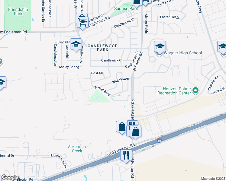 map of restaurants, bars, coffee shops, grocery stores, and more near 6330 Fence Crossing in San Antonio