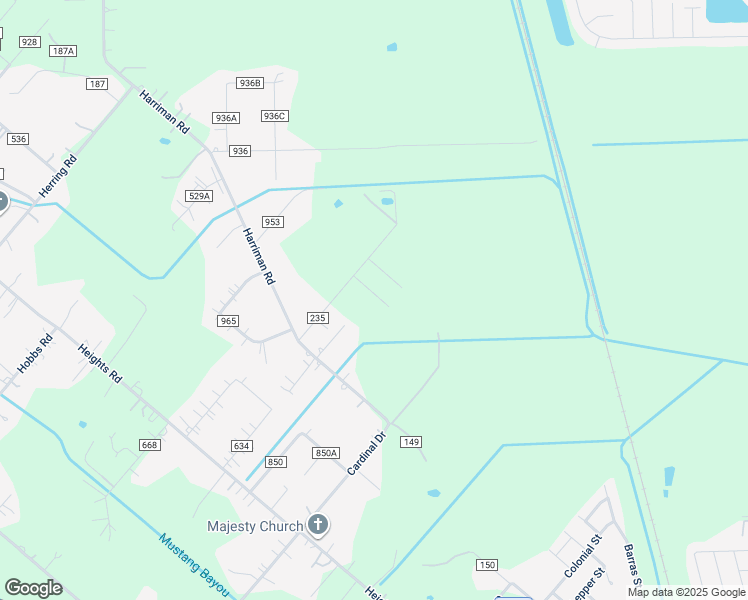 map of restaurants, bars, coffee shops, grocery stores, and more near 2074 County Road 235 in Alvin