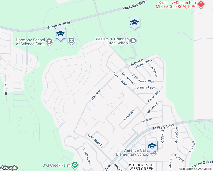map of restaurants, bars, coffee shops, grocery stores, and more near 11930 Altamonte Oaks in San Antonio
