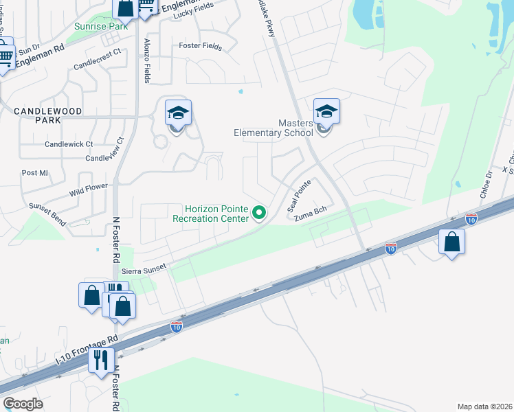 map of restaurants, bars, coffee shops, grocery stores, and more near 6934 Lunar Way in Converse