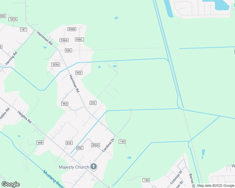 map of restaurants, bars, coffee shops, grocery stores, and more near 2074 County Road 235 in Alvin