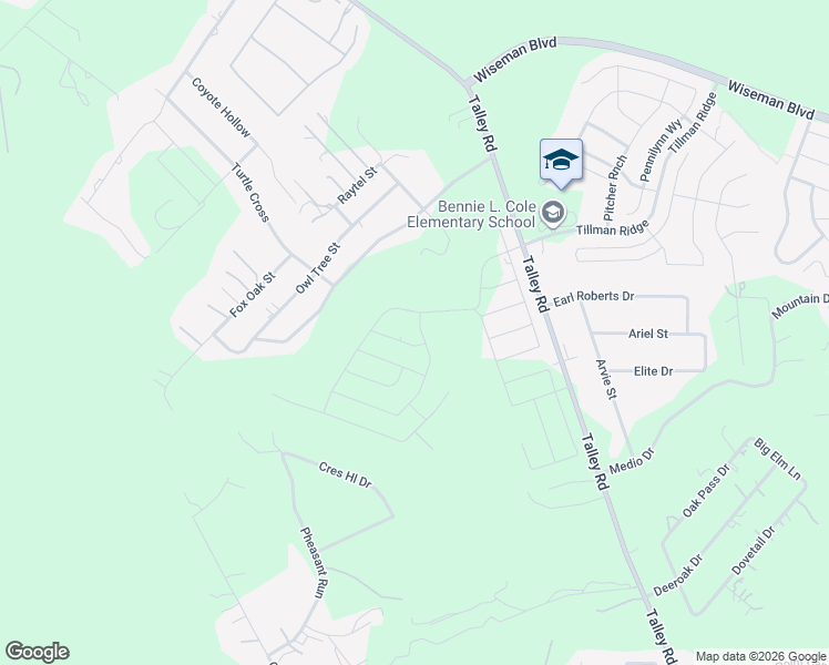 map of restaurants, bars, coffee shops, grocery stores, and more near 2147 Talley Road in San Antonio