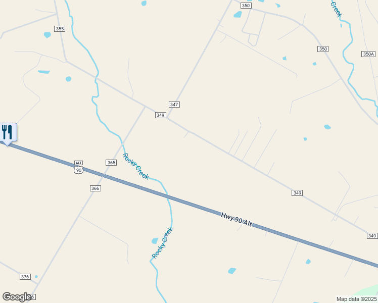 map of restaurants, bars, coffee shops, grocery stores, and more near 1517 County Road 349 in Shiner