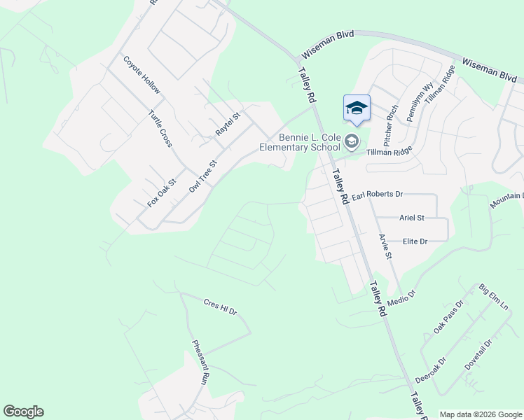 map of restaurants, bars, coffee shops, grocery stores, and more near 2147 Talley Road in San Antonio