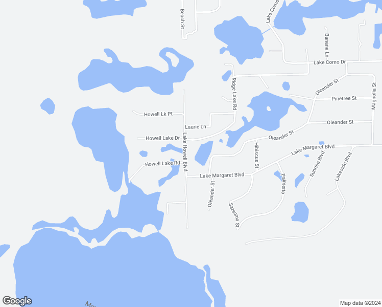 map of restaurants, bars, coffee shops, grocery stores, and more near 142 Lake Howell Boulevard in Pomona Park