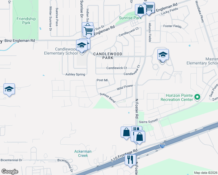 map of restaurants, bars, coffee shops, grocery stores, and more near 6227 Wildgrass Spur in San Antonio