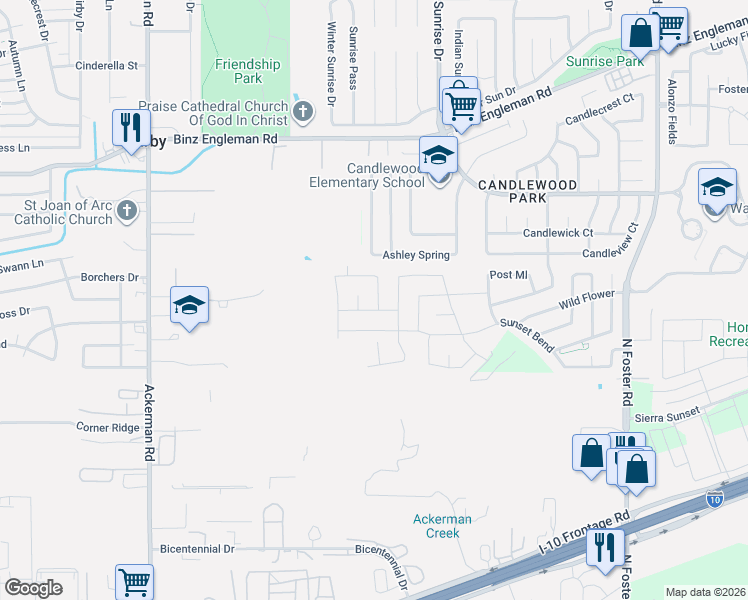 map of restaurants, bars, coffee shops, grocery stores, and more near 2619 Willow Pond in San Antonio