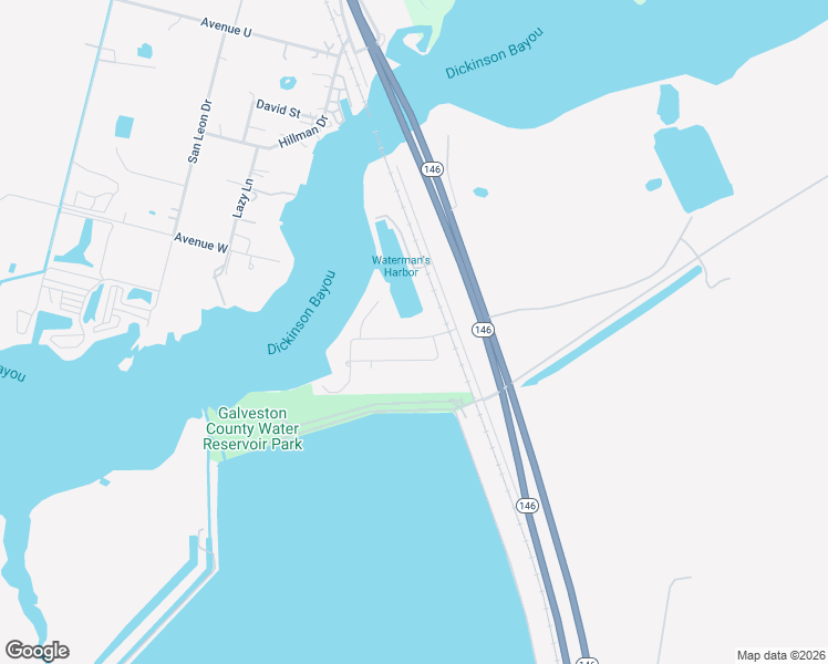 map of restaurants, bars, coffee shops, grocery stores, and more near 5110 Edgewater Street in Dickinson