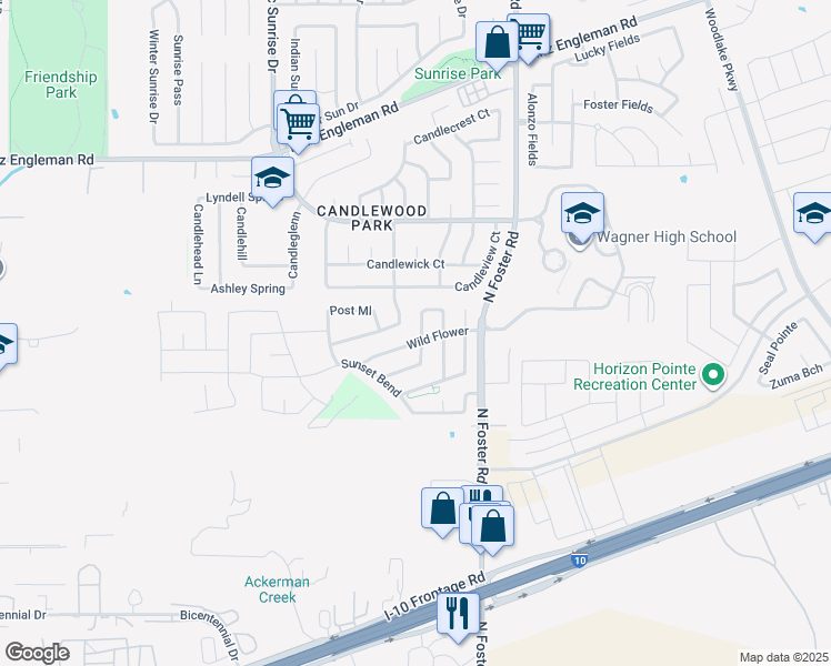 map of restaurants, bars, coffee shops, grocery stores, and more near 2707 Cedar Sound in San Antonio