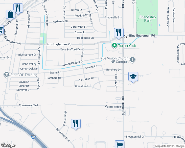 map of restaurants, bars, coffee shops, grocery stores, and more near 5226 Borchers Dr in San Antonio