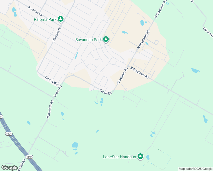 map of restaurants, bars, coffee shops, grocery stores, and more near 9765-9819 Green Road in Converse