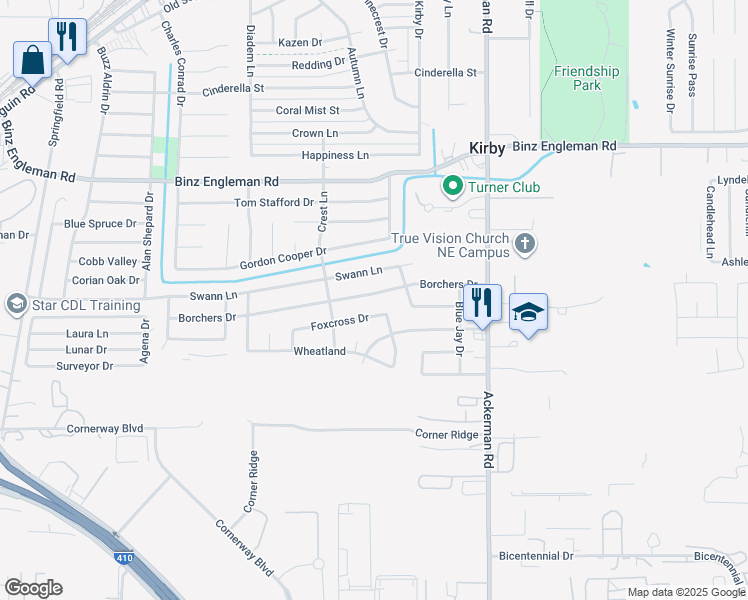 map of restaurants, bars, coffee shops, grocery stores, and more near 5226 Borchers Drive in San Antonio