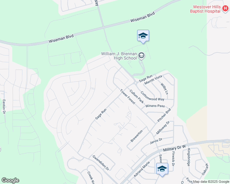 map of restaurants, bars, coffee shops, grocery stores, and more near 11914 Tower Creek in San Antonio