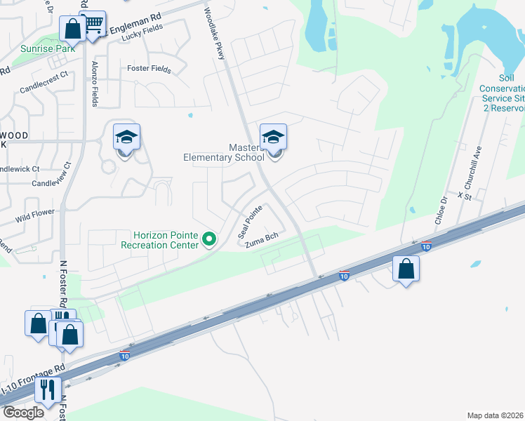 map of restaurants, bars, coffee shops, grocery stores, and more near 2711 Seal Pointe in Converse