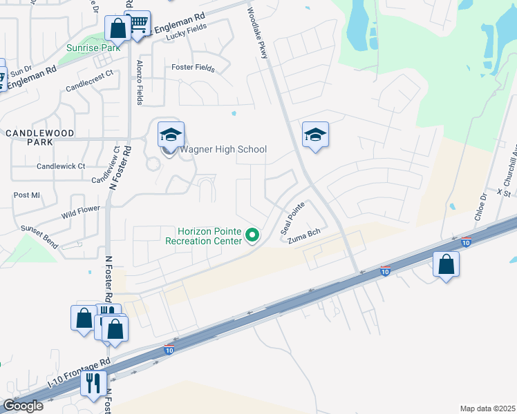 map of restaurants, bars, coffee shops, grocery stores, and more near 2703 Moon Rock in Converse