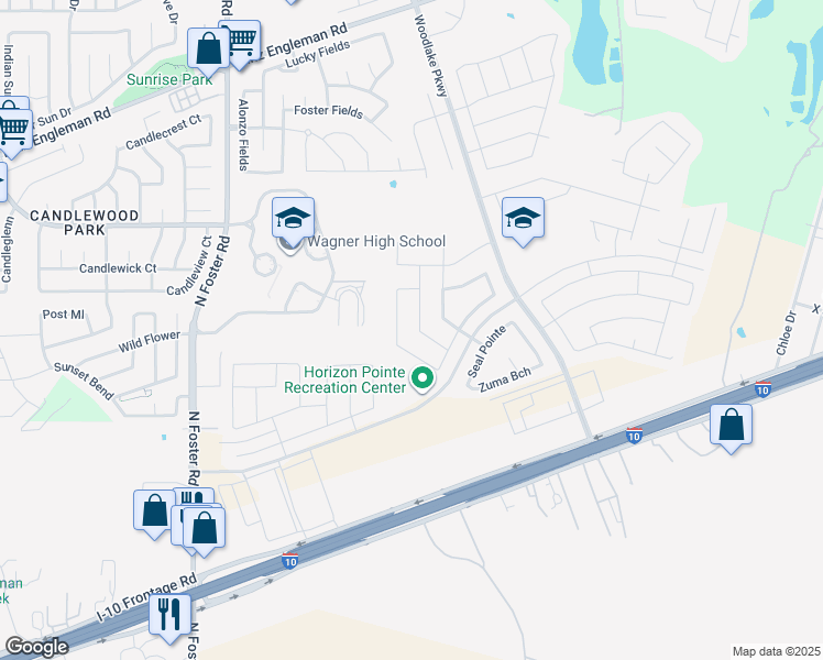map of restaurants, bars, coffee shops, grocery stores, and more near 2703 Moon Rock in Converse